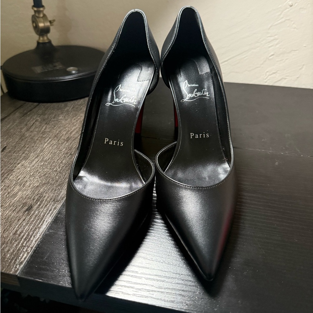 CHRISTIAN LOUBOUTIN VIBELLA POINTED TOE HALF D'ORSAY PUMP 7 1/2
